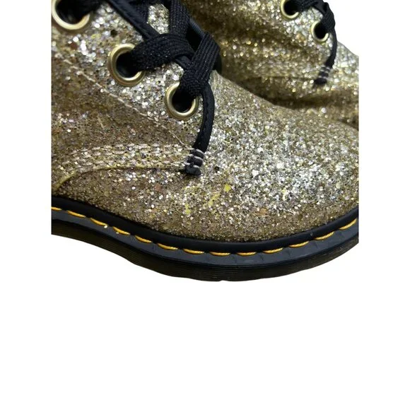Dr Martens Gold Glitter 1460 Farrah Ankle Boots Women’s Size 7 Doc Marten Rare - Picture 2 of 15